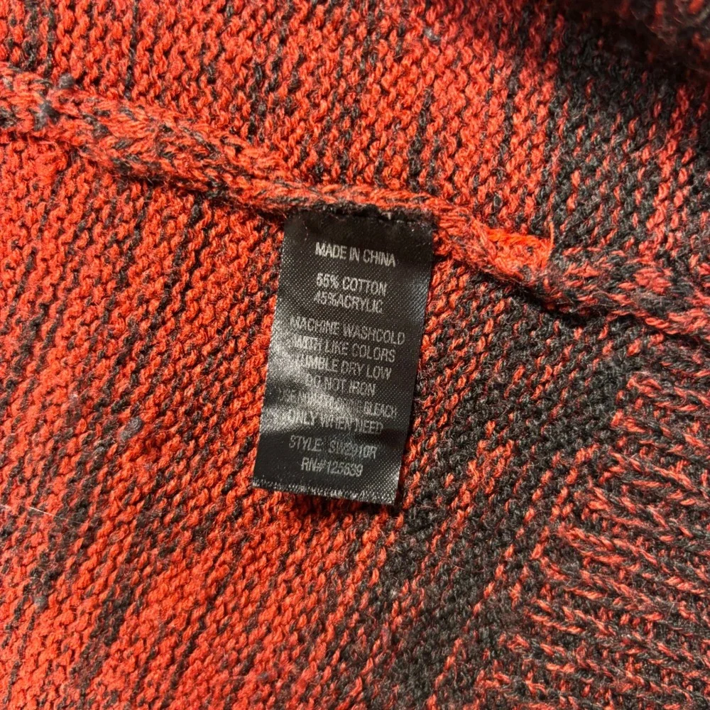 vintage 90s new yorks yoki y2k red black knit sweater hooded open cardigan goth